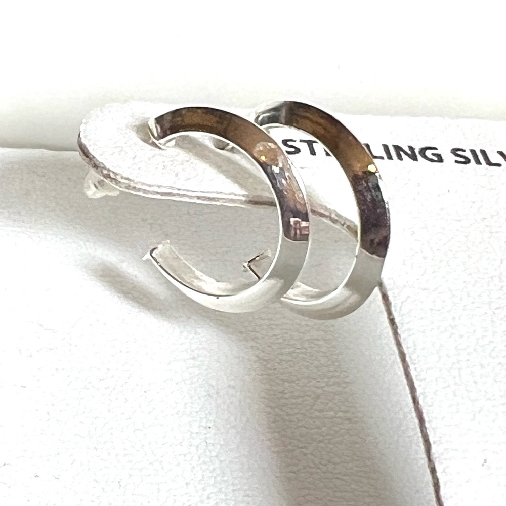 Gorgeous Set of Sterling Silver and Gold Over Sterling Hoop Earrings - Picture 5 of 8